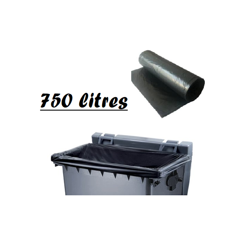 Sacs poubelles noirs à container 750 litres - Colis de 50 sacs