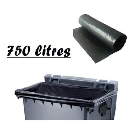 Sacs poubelles noirs à container 750 litres - Colis de 50 sacs