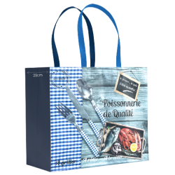 SAC CABAS POISSONNERIE 100% QUALITE 40+20+20X35 CM 100G/M² (PP TISSE) - X100
