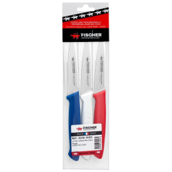 Ensemble de 3 Couteaux Office Bleu / Blanc / Rouge - FISCHER