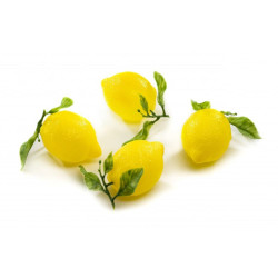 CITRON ENTIER AVEC FEUILLE - Dim. 6x8 cm - paquet de 12 citrons