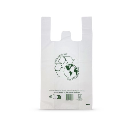 SAC REUTILISABLE A BRETELLES BLANC 26+6+6X45 CM 50µ - Colis 500