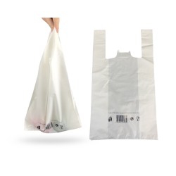SAC REUTILISABLE A BRETELLES BLANC 27+7+7X48 CM 50µ (500U)