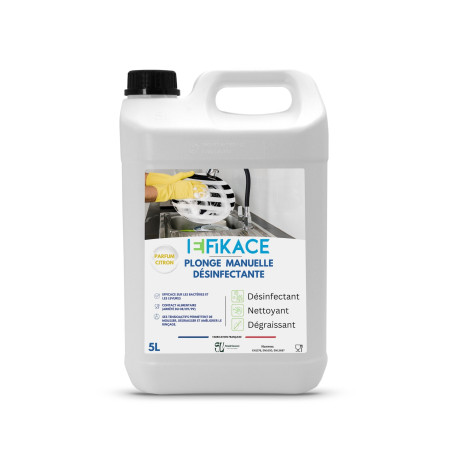 PLONGE MANUELLE EFIKACE DESINFECTANT-NETTOYANT-DEGRAISSANT SENTEUR CITRON 5L - COLIS DE 4