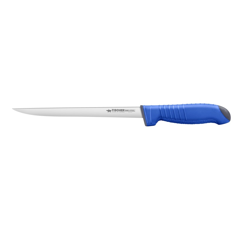 Couteau à filet manche bi-matière bleu 20cm