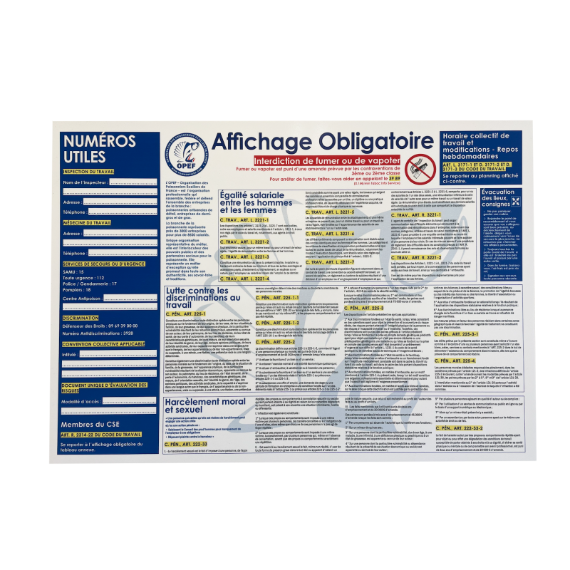 Panneau affichage obligatoire poissonnerie - Livraison gratuite - LaBoutiqueDuPoissonnier.Com